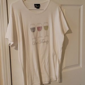 "Wine Therapy" bedazzled t shirt. XXL